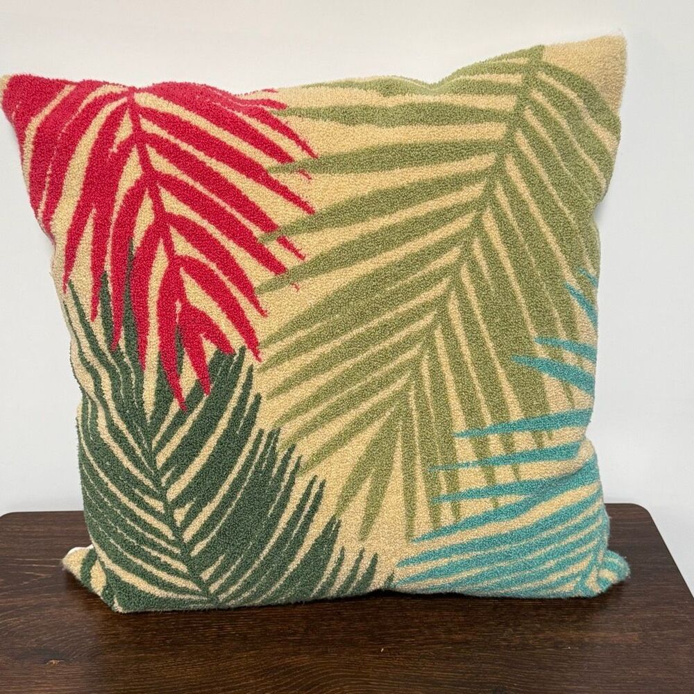 Palm Leaf stitched 19โ square four color pillow